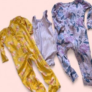 Carter's Floral Footies Set - Yellow, White, Purple